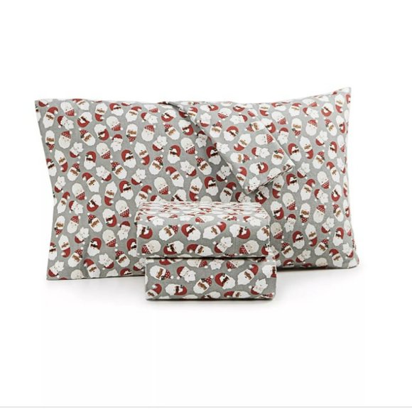 MARTHA STEWART COLLECTION Holiday Printed Cotton Flannel 2-Pc. King Sheet Set